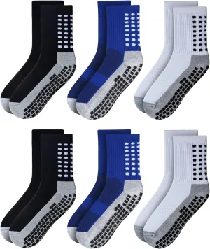 RATIVE Anti Slip Non Skid Ankle and Crew Socks with Grippers for Men Women