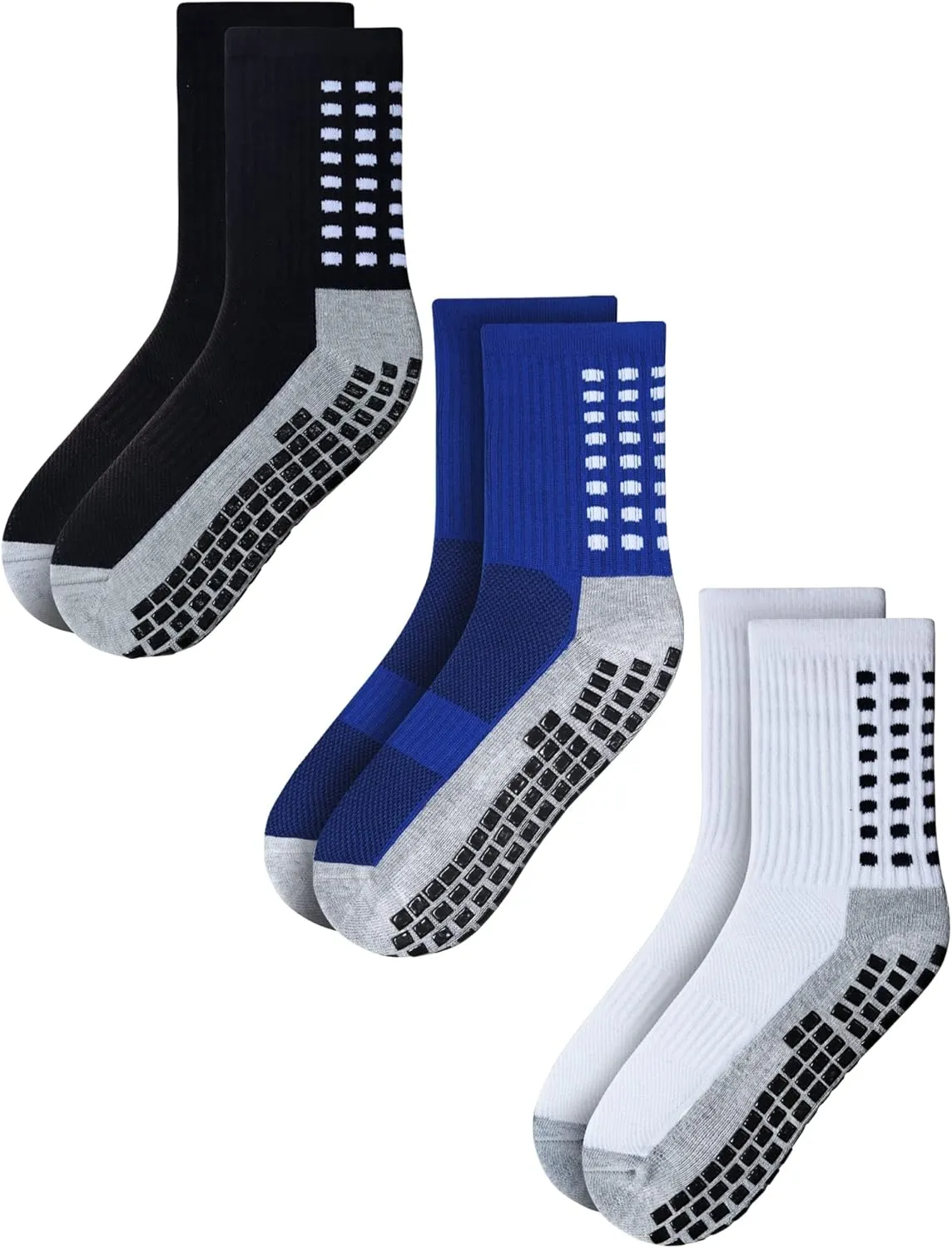 RATIVE Anti Slip Non Skid Ankle and Crew Socks with Grippers for Men Women