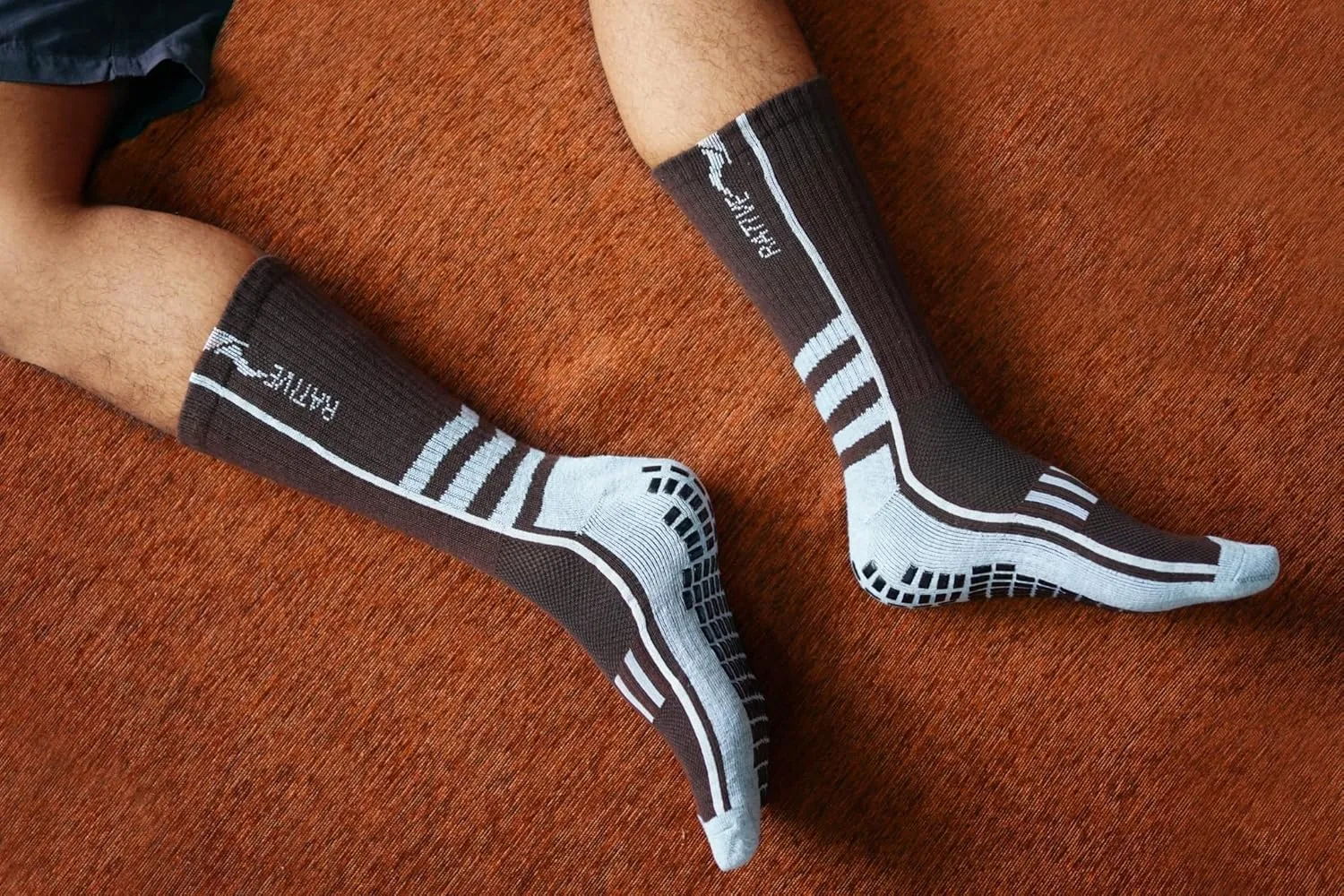 RATIVE Anti Slip Non Skid Ankle and Crew Socks with Grippers for Men Women