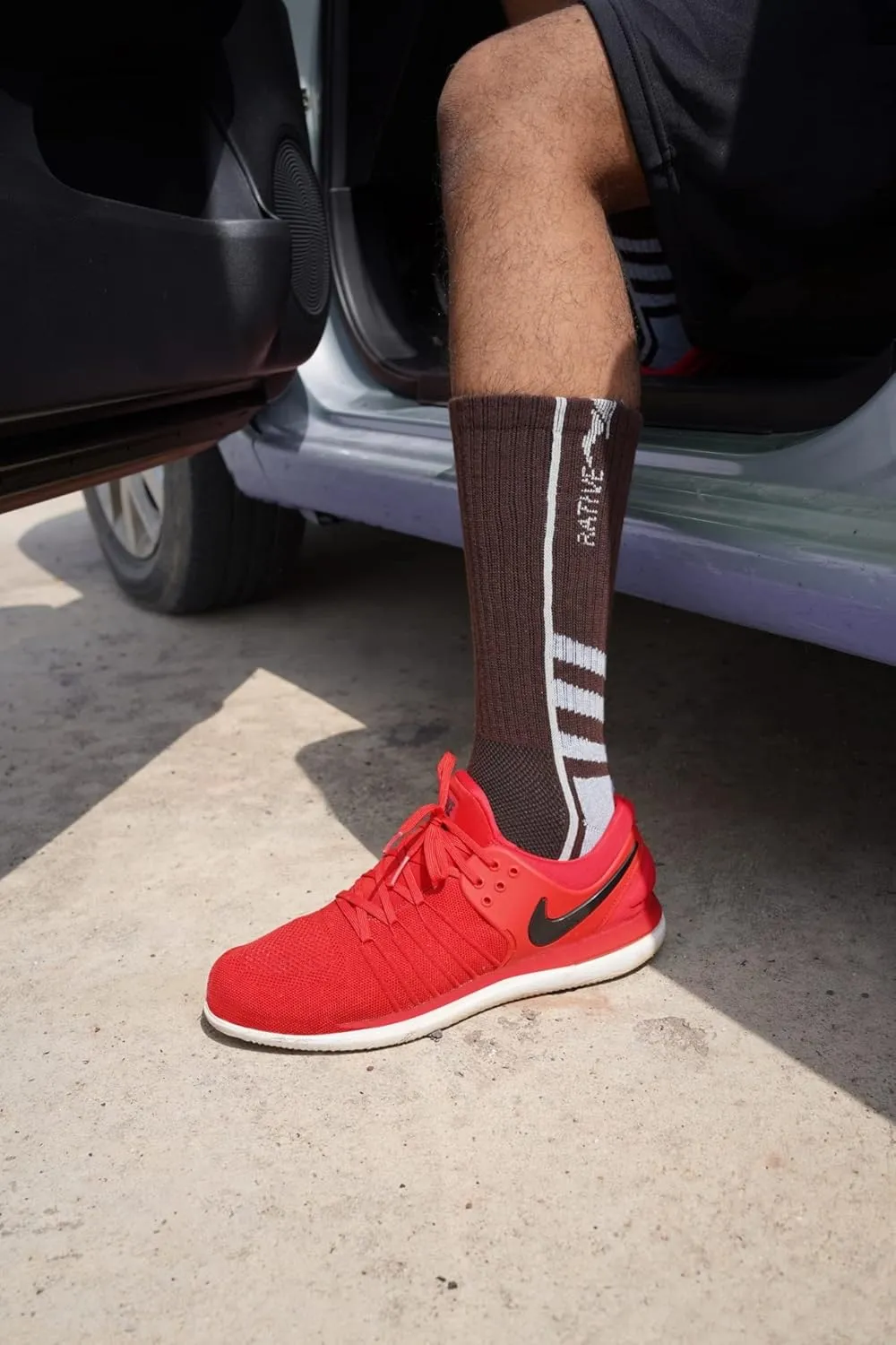RATIVE Anti Slip Non Skid Ankle and Crew Socks with Grippers for Men Women