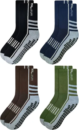 RATIVE Anti Slip Non Skid Ankle and Crew Socks with Grippers for Men Women