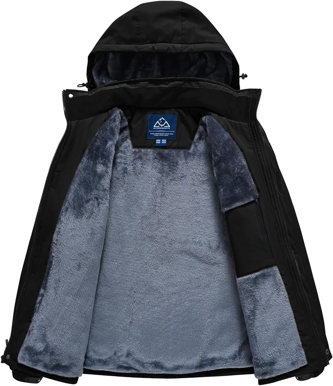 Rdruko Men's Ski Snow Jacket Waterproof Winter Insulated Fleece Hooded Outdoor Mountain Coat