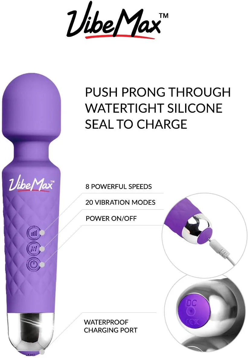 Rechargeable Personal Massager - Powerful Multi Speed Vibration - Whisper Quiet - Waterproof - for Muscle Tension Relief in Neck, Back, Shoulders, Legs and Feet - Purple