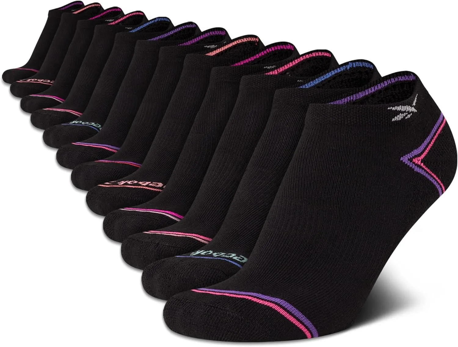 Reebok Girls' 12 Pack Performance Cushion Comfort No Show Socks - Breathable Active Socks for Girls (4-10) - Pink