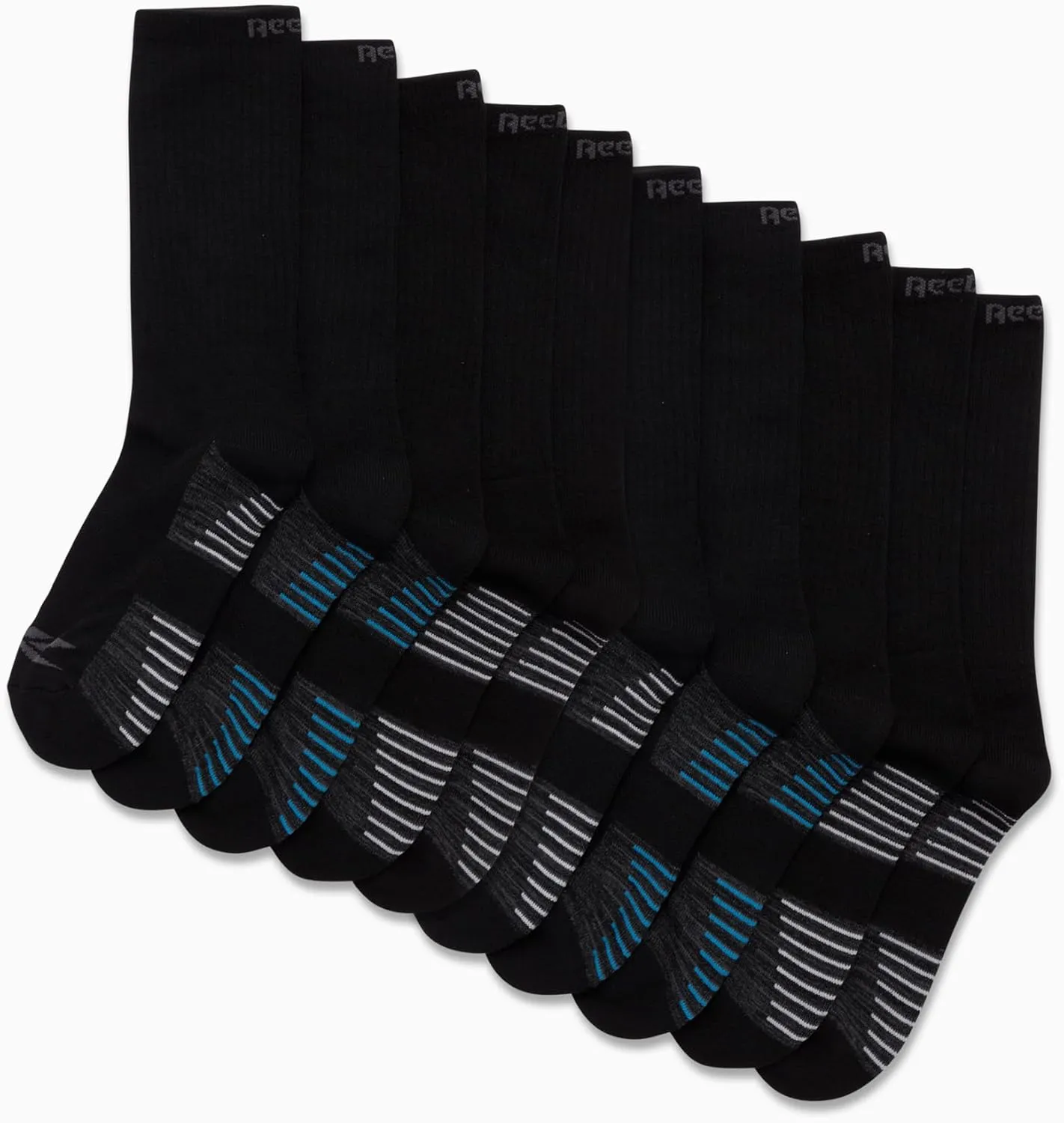 Reebok Men's Crew Socks - 10 Pack Mid-Calf Performance Cushion Comfort Crew Socks - Athletic Socks for Men (6-12.5)