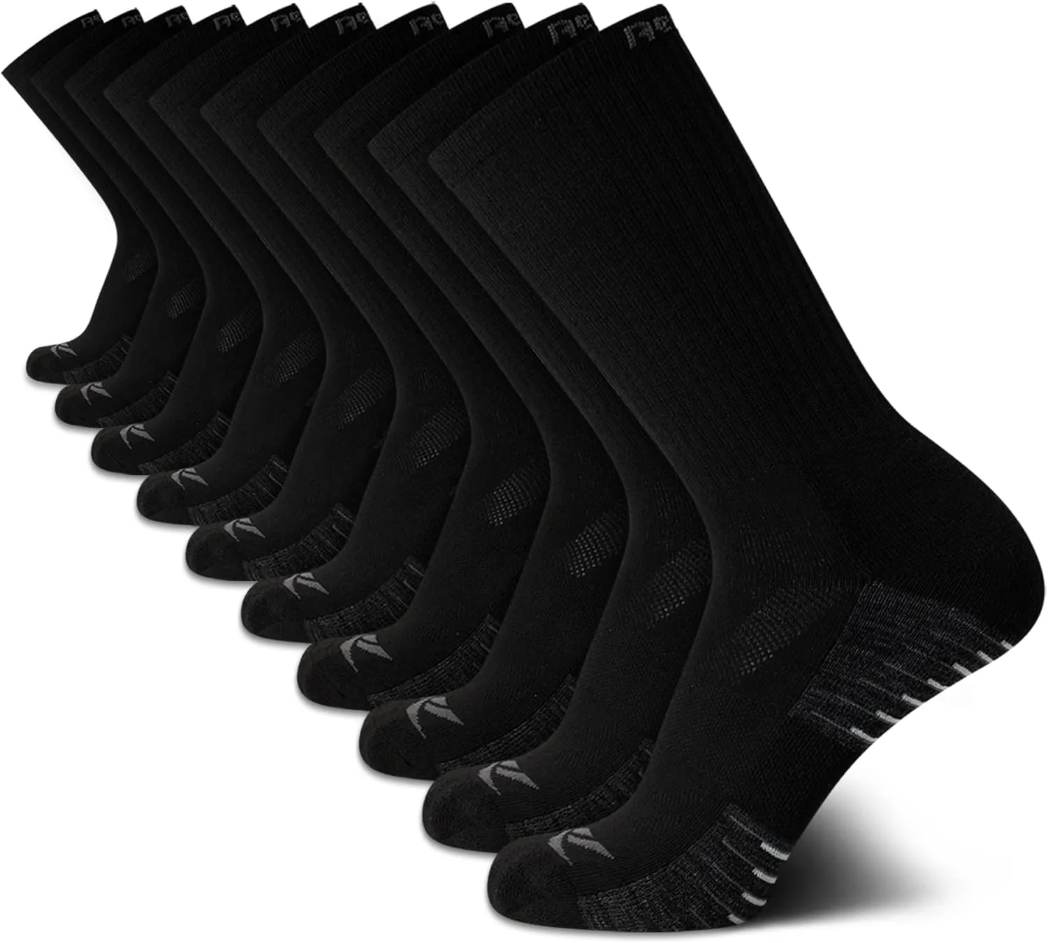 Reebok Men's Crew Socks - 10 Pack Mid-Calf Performance Cushion Comfort Crew Socks - Athletic Socks for Men (6-12.5)