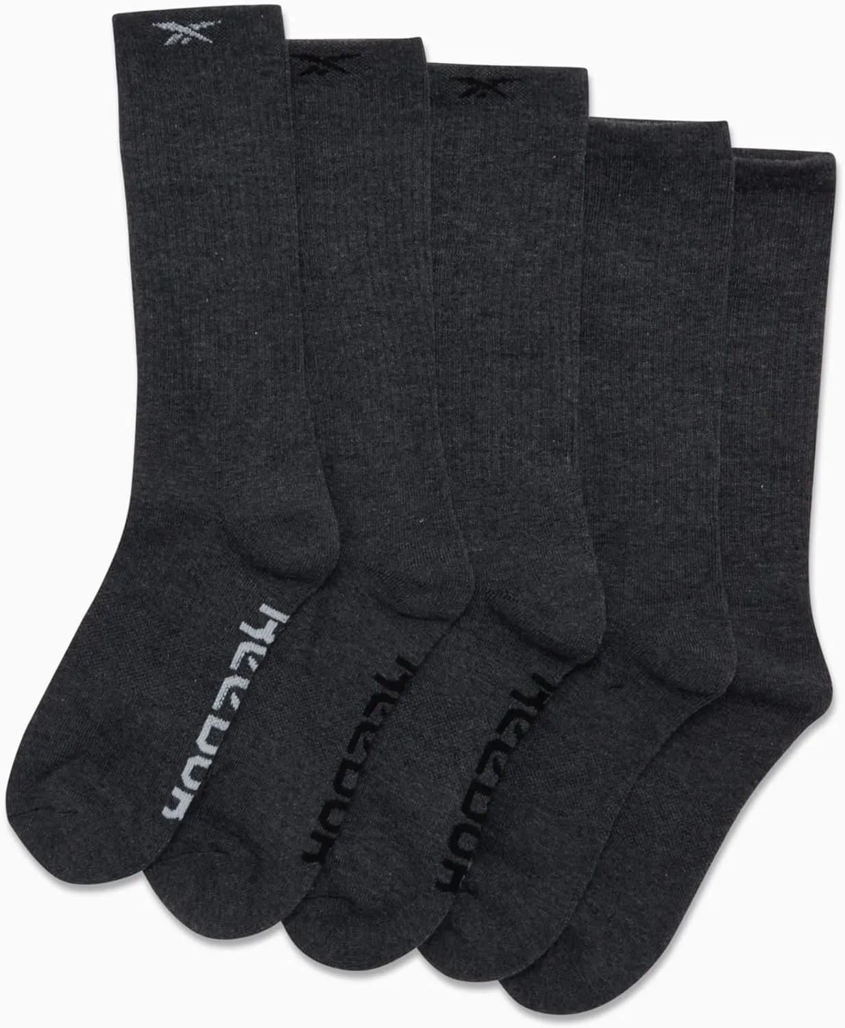 Reebok Men's Crew Socks - 5 Pack Stretch Performance Cushioned High Crew Socks - Arch Support Athletic Socks for Men (6-12.5)