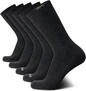 Reebok Men's Crew Socks - 5 Pack Stretch Performance Cushioned High Crew Socks - Arch Support Athletic Socks for Men (6-12.5)