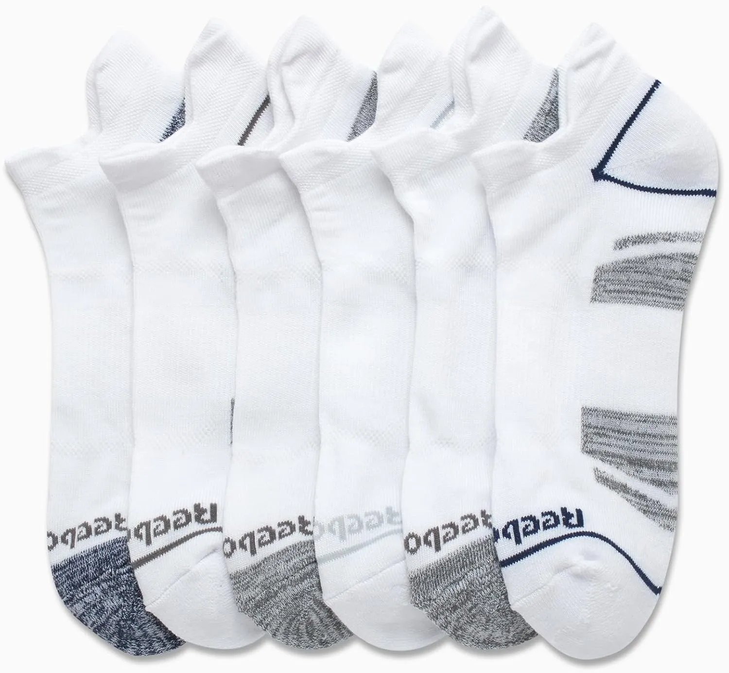 Reebok Men's Low Cut Tab Socks - 6 Pack Soft Comfort Anti-Blister Thick Ankle Athletic No Show (6-12.5)