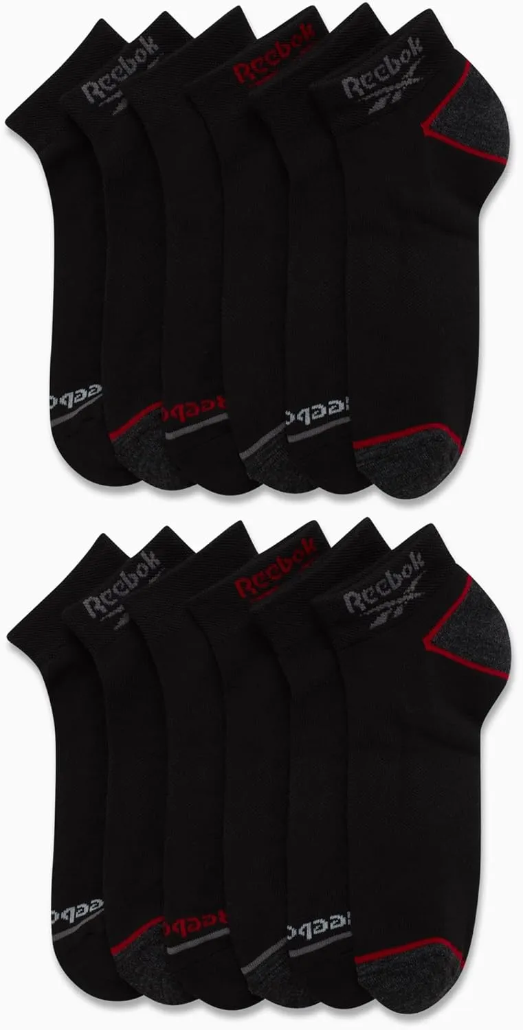 Reebok Men’s Quarter Socks - 12 Pack Soft Performance Quarter Socks for Men - Breathable Men's Athletic Socks (Size: 6-12.5)