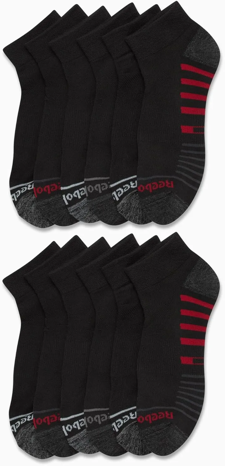 Reebok Men’s Quarter Socks - 12 Pack Soft Performance Quarter Socks for Men - Breathable Men's Athletic Socks (Size: 6-12.5)