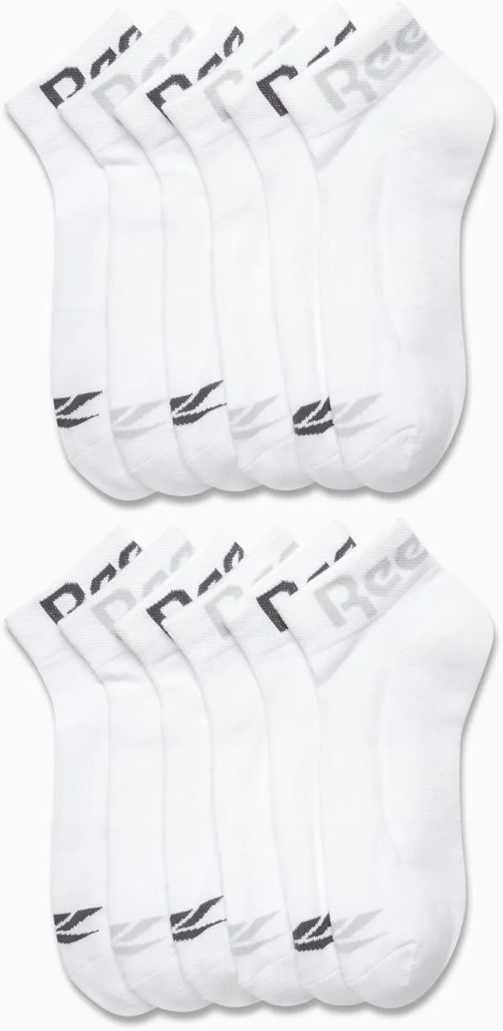 Reebok Men’s Quarter Socks - 12 Pack Soft Performance Quarter Socks for Men - Breathable Men's Athletic Socks (Size: 6-12.5)