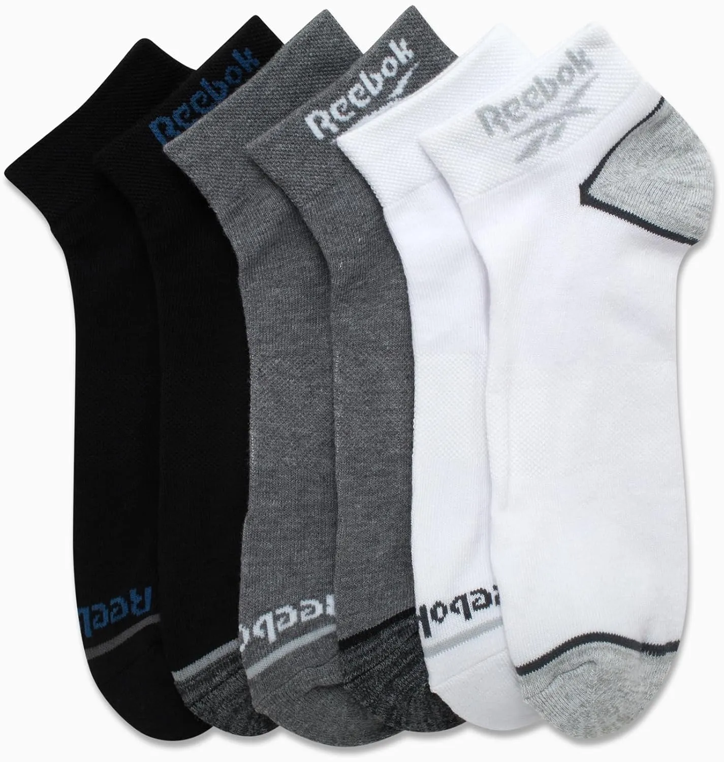 Reebok Men’s Quarter Socks – 6 Pack Cushion Quarter Cut Ankle Socks for Men - Breathable Men's Athletic Socks (Size: 6-12.5)