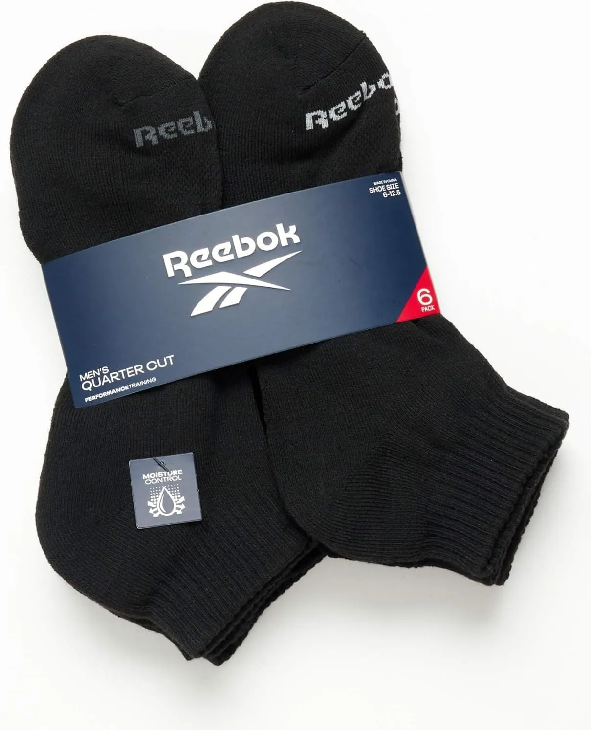 Reebok Men's Quarter Socks - 6 Pack Cushion Quarter Cut Ankle Socks for Men - Breathable Men's Athletic Socks (Size: 6-12.5)