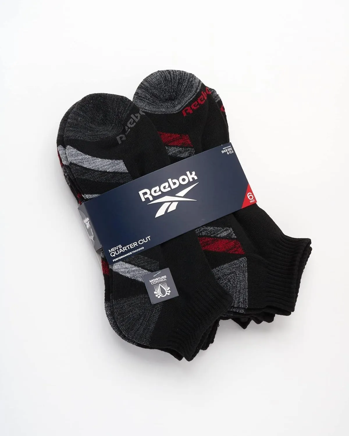 Reebok Men's Quarter Socks - 6 Pack Cushion Quarter Cut Ankle Socks for Men - Breathable Men's Athletic Socks (Size: 6-12.5)
