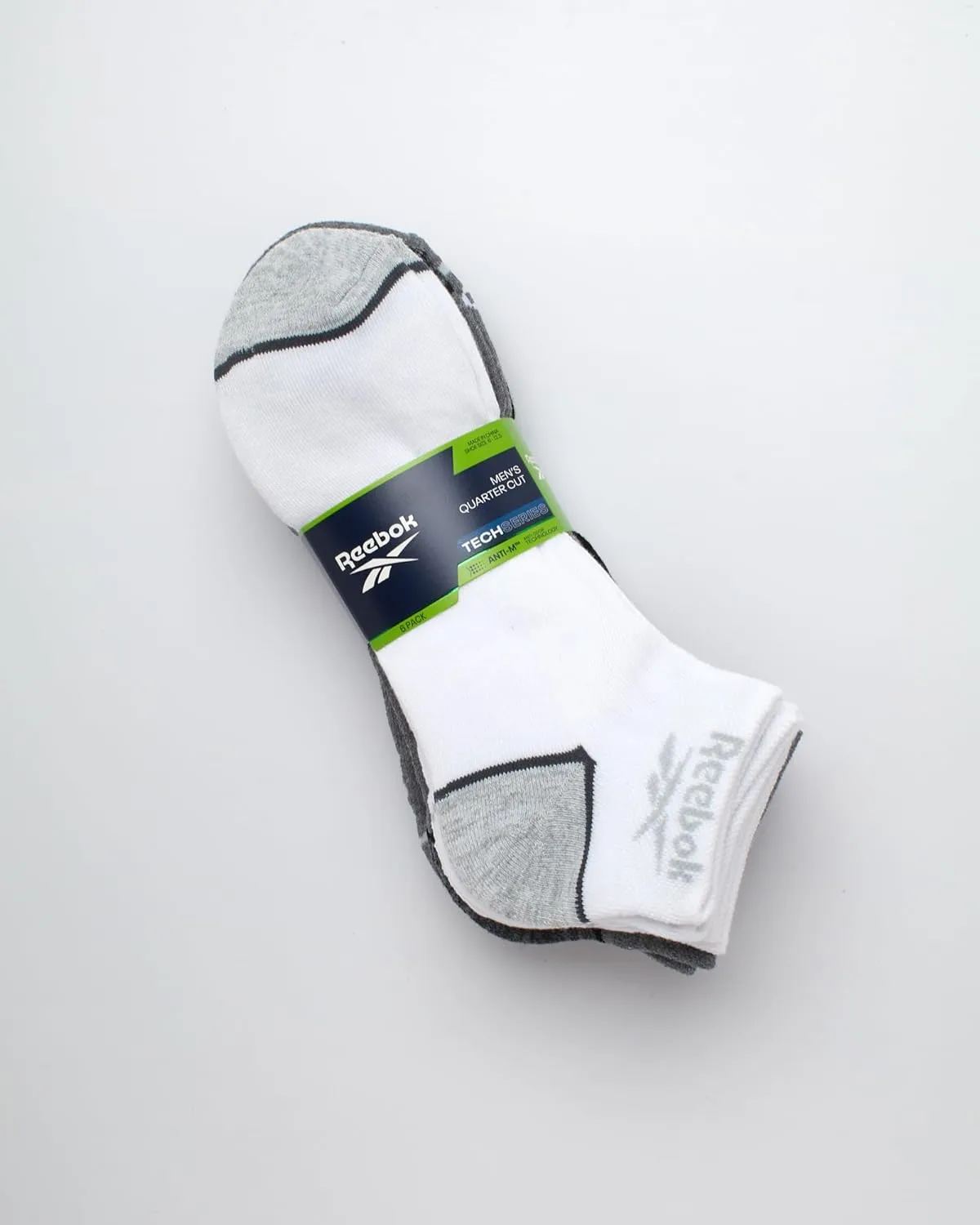 Reebok Men’s Quarter Socks – 6 Pack Cushion Quarter Cut Ankle Socks for Men - Breathable Men's Athletic Socks (Size: 6-12.5)