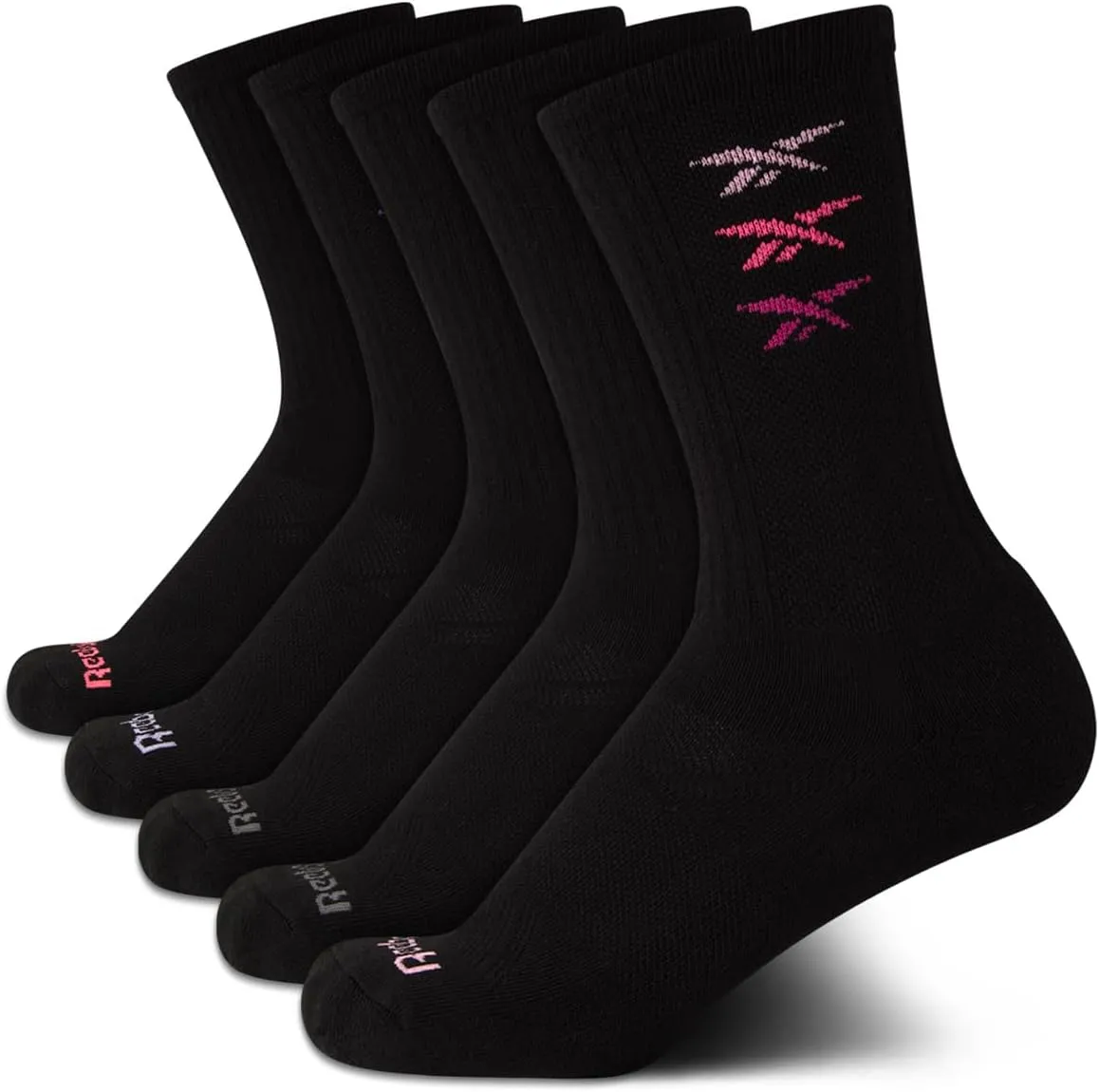 Reebok Womens Crew Socks - 5 Pack Athletic Performance Moisture-Wicking Cushioned Mid Calf Socks for Women (Sizes: 4-10)