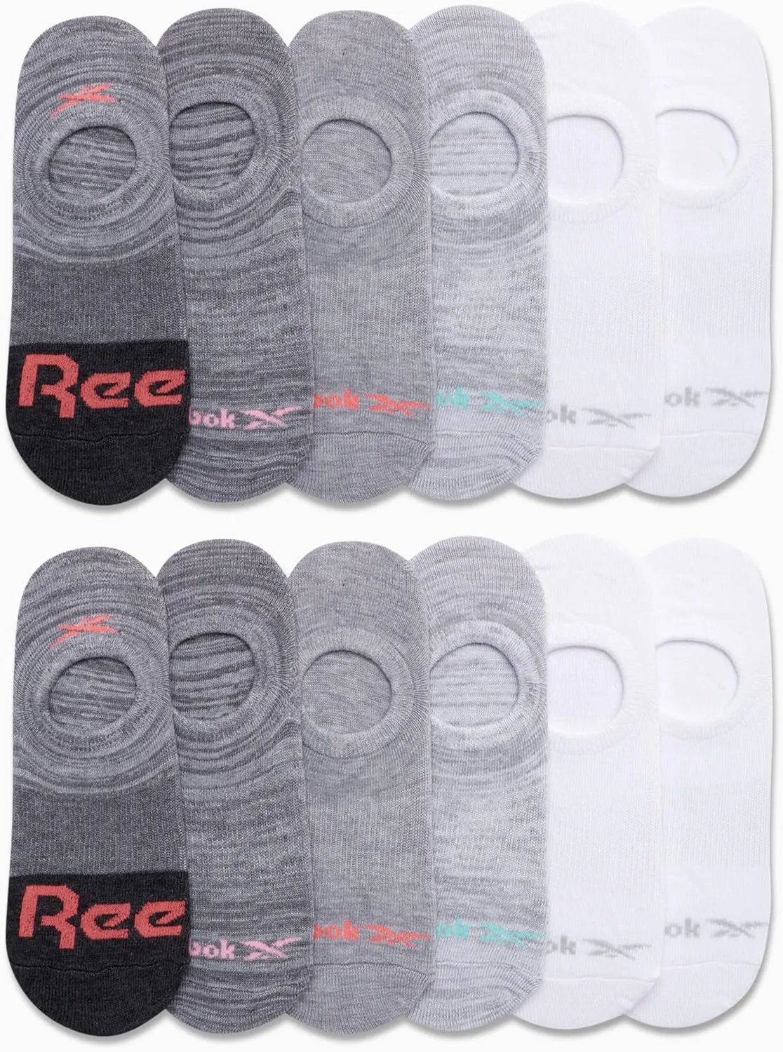 Reebok Women's No Show Performance Liner Socks with Heel Grip (12 Pack)