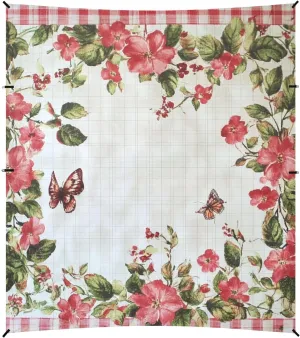 Retro Plaid Flower Butterflies red Stable Beach Tent UPF50  Protection Easy Setup Portable Sunshade with Sandbags & Sand Shovel for Camping, Picnics, Backyard