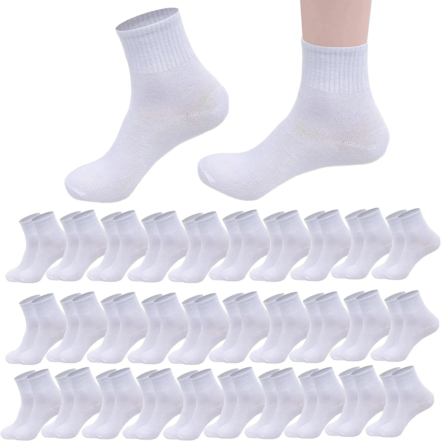 RICHBULL 30 Pairs of Thin Crew Socks for Men & Women - Breathable Casual Socks in Bulk - Moisture-Wicking Socks Wholesale