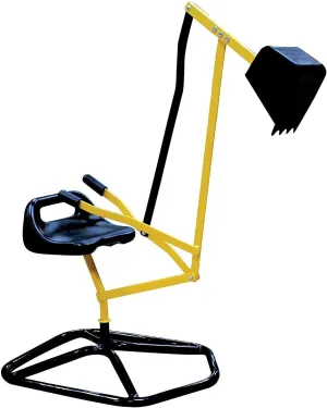Ride on Crane Digger w Stabilizing Base- Kids Outdoor Digging Excavator Play Toy or Gift- Swing & Scooper Grab Function, Rotation Seat Goes 360 Degrees Around- Use in Backyard Sandbox, Dirt or Snow