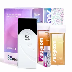 Roll on Wax Kit, Hair Removal Waxing Kit, Wax Roller for Larger Areas of the Body, Home Waxing Kit for Women and Men, Sensitive Skin Friendly (White)