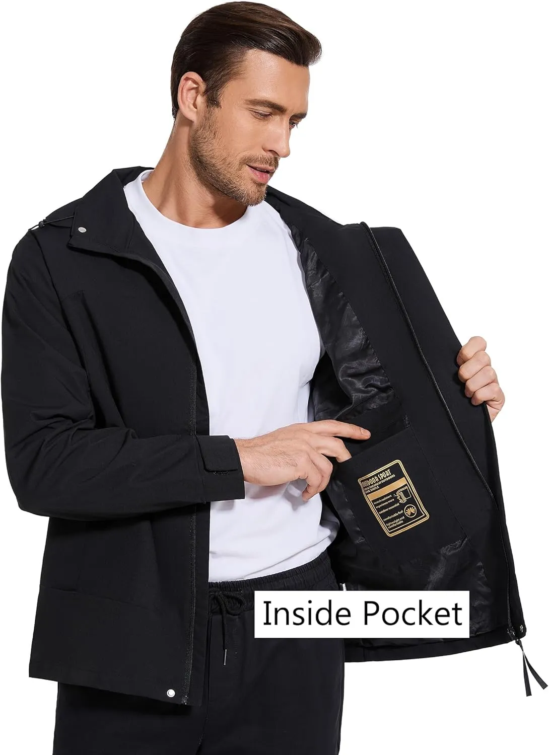 romansong 10000mm H2O Waterproof Rain Jacket Windproof Soft Shell Raincoat Windbreaker with Removable Hood