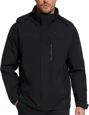 romansong 10000mm H2O Waterproof Rain Jacket Windproof Soft Shell Raincoat Windbreaker with Removable Hood