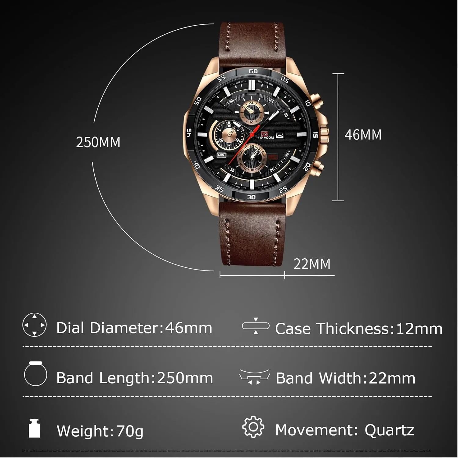 RORIOS Watches Men's Analog Quartz Calender Watch Waterproof Causal Sport Watch with Leather Strap&Stainless Steel Strap Luminous Pointer Wristwatches