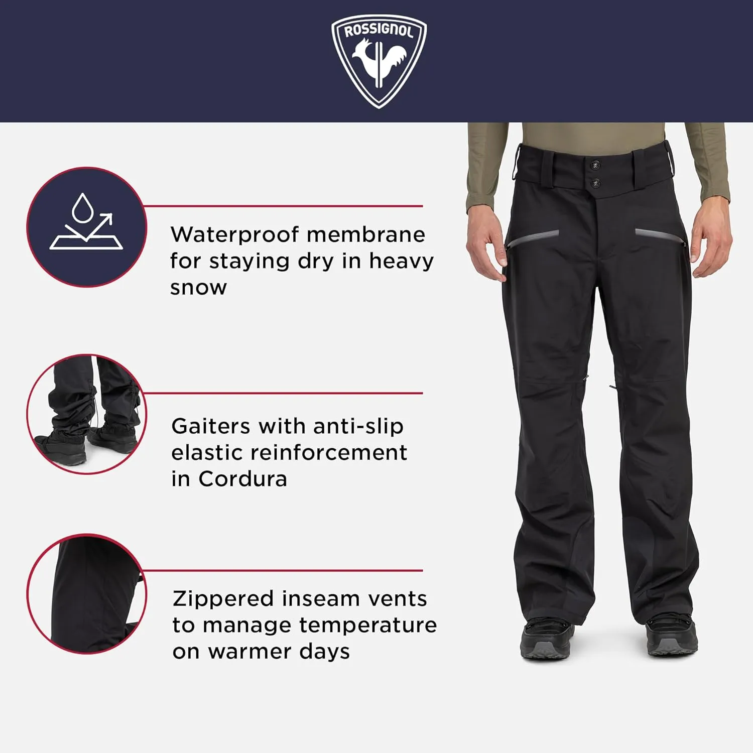 Rossignol Evader Pants - Waterproof Men’s Snow Pants - Breathable, Shell Ski Pants for Men