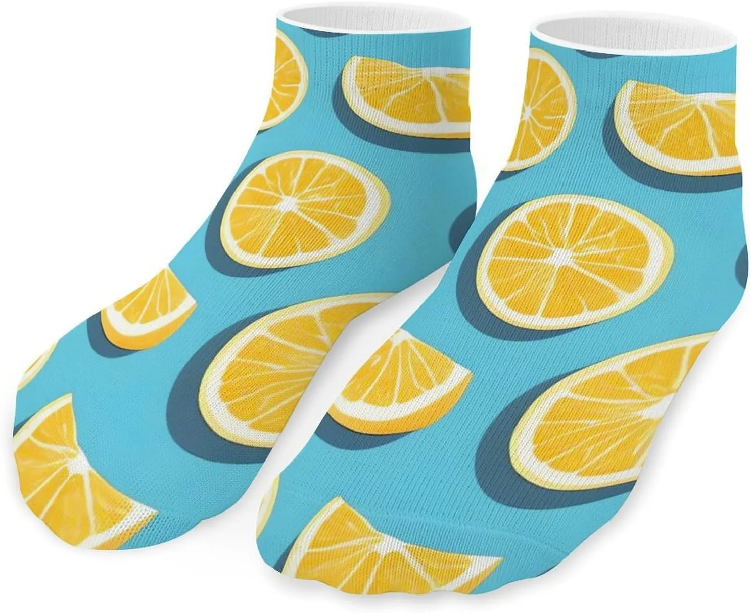 Running Sports Sock Lemon Wedges Printed Short Socks Ankle Socks Moisture-Wicking Sock for Adult Women Men