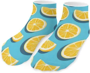 Running Sports Sock Lemon Wedges Printed Short Socks Ankle Socks Moisture-Wicking Sock for Adult Women Men