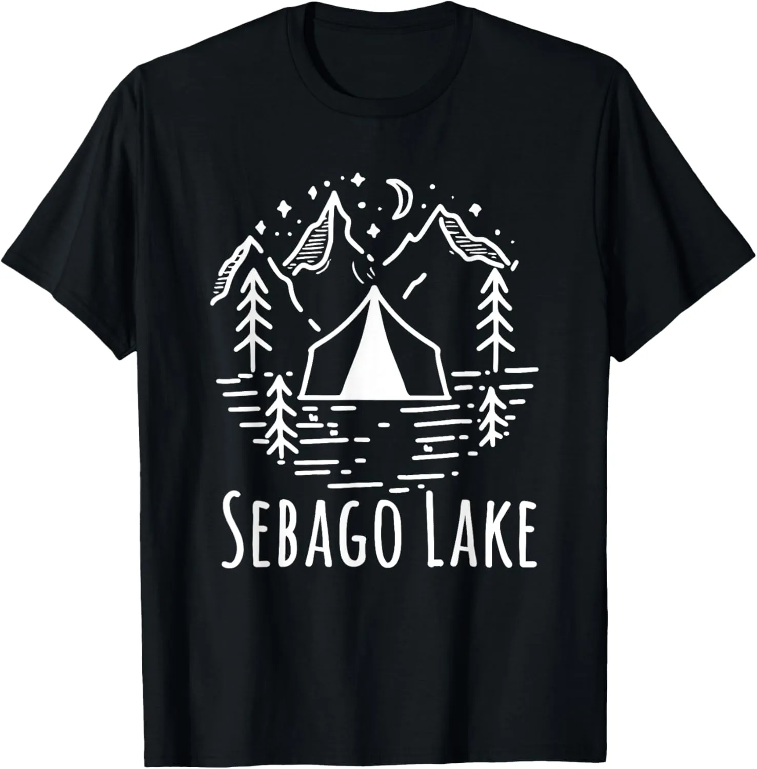 Rustic Mountains Campgound Tent Camping Sebago Lake Maine T-Shirt