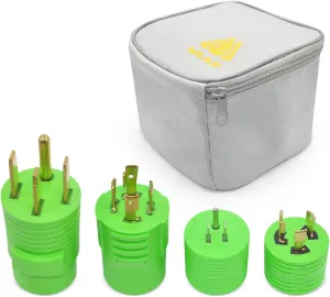 RV Starter Kit 4-Pack All-in-One RV Must Have 2025 Generator Power Adapter with Storage Bag - 14-50P to TT-30R, 5-15P to TT-30R, L14-30P to TT-30R, L5-30P to TT-30R Twist Lock Travel Trailer Camper