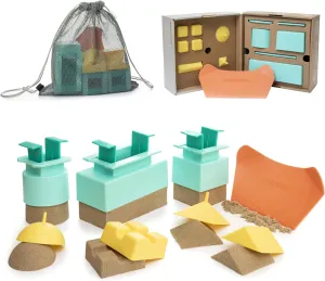 Sand Pal Beach Toys for Kids - 9 Pieces Travel-Friendly Snow Toys for Kids Ages 3-12 - Outdoor & Indoor Play Sandbox Toys Set - Sand/Snow Castle Building Molds & Tools Kit for Adults with Mesh Bag