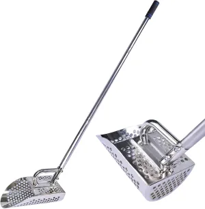 Sand Scoop for Metal Detecting, Stainless Steel Shovel Scoop for Metal Detecting for Adults, Rust-Proof Sand Scoops for Treasure Hunting, Handheld with Long Steel Handle Pole Design
