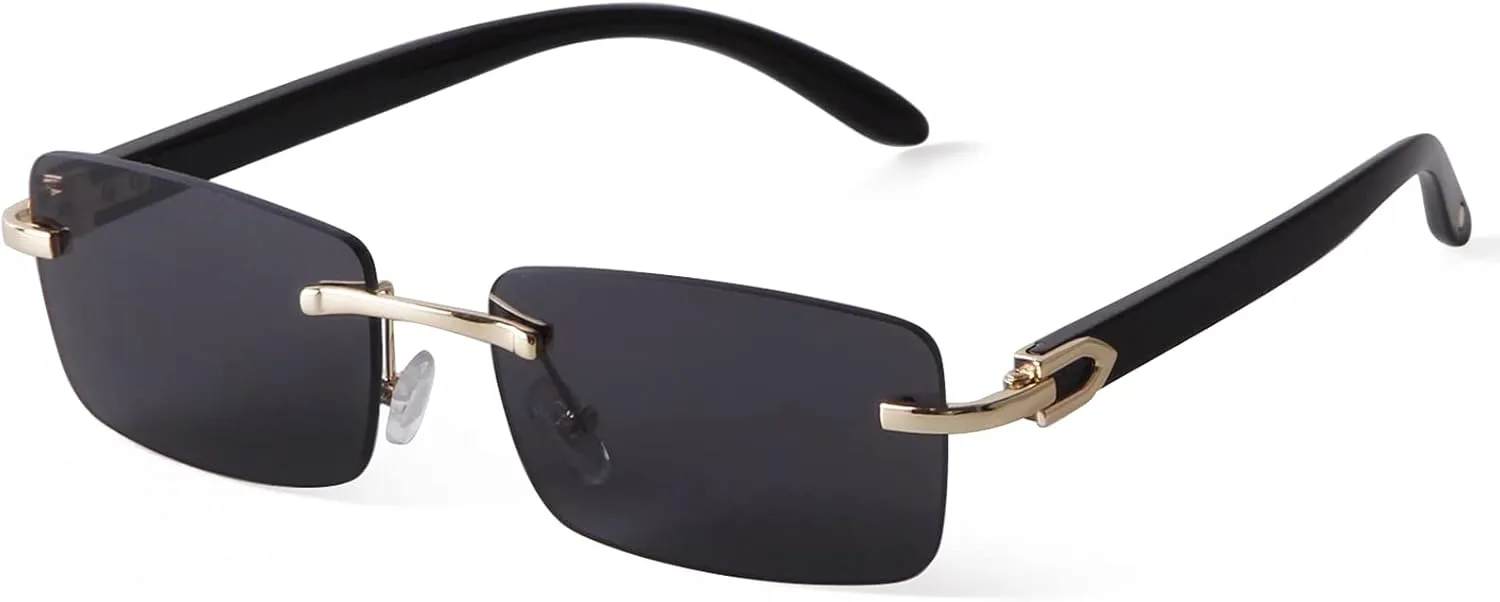 SDINM Fashion Rectangle Rimless Sunglasses for Men Women Frameless Tinted Lens Sun Glasses Shades
