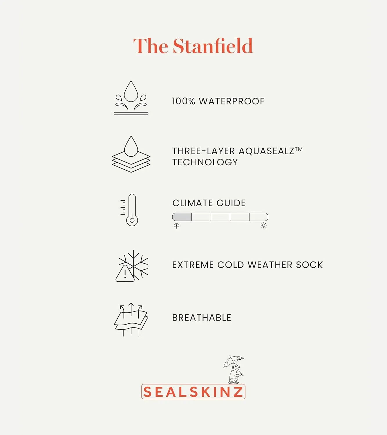 SEALSKINZ | Stanfield | Unisex Waterproof Extreme Cold Weather Mid Length Merino Wool Lined Socks