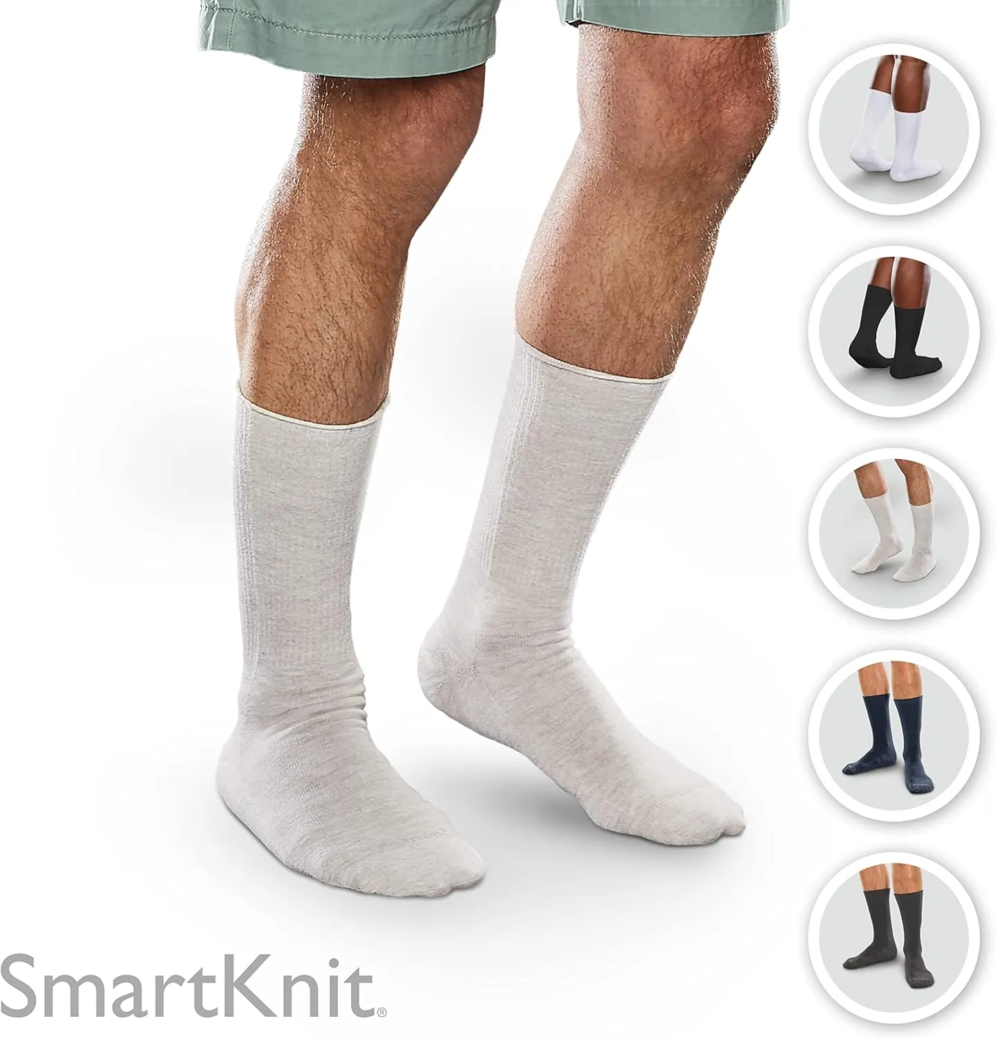 Seamless Crew Socks for Diabetes, Arthritis, or Sensitive Feet, 1 Pair (2 Count)