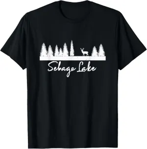 Sebago Lake Maine Rustic Deer Buck Woods Forest Campground T-Shirt