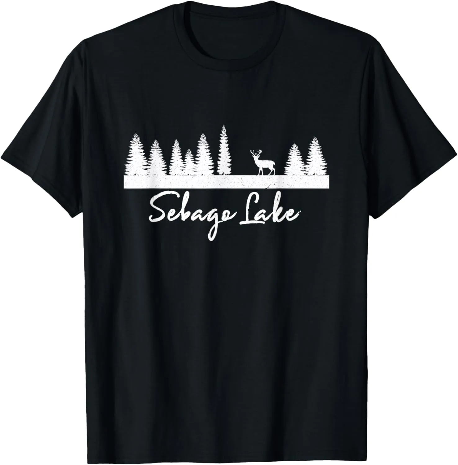 Sebago Lake Maine Rustic Deer Buck Woods Forest Campground T-Shirt