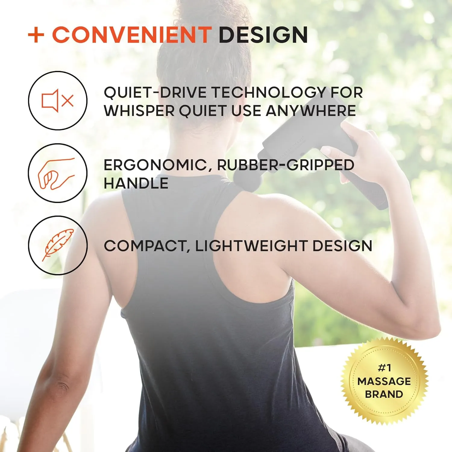Sharper Image Powerboost Massage Gun – Targeted Muscle Recovery & Pain Relief | Quiet, Ergonomic Deep Tissue Massager | 5 Versatile Attachments & 6 Adjustable Speeds | FSA/HSA Eligible – Black