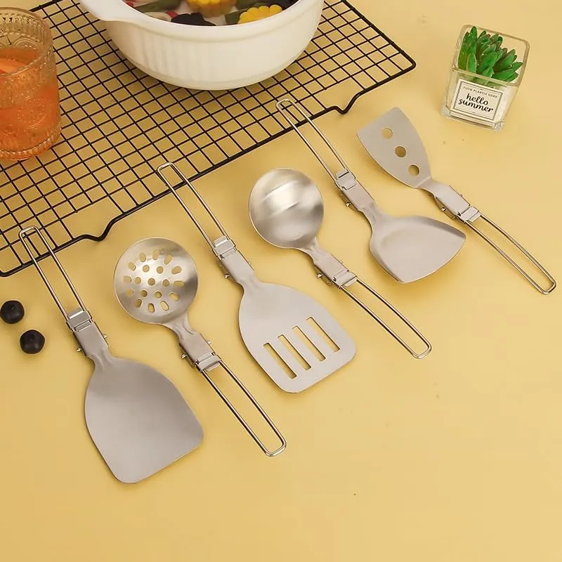 Silverware Flatware Cutlery Set, 6/24/36/48/60/72 Pcs 304 Stainless Steel Portable Kitchen Utensils Outdoor Picnic Camping Cooking Shovel Pot Shovel Soup Spoon Multifunctional Folding Dining
