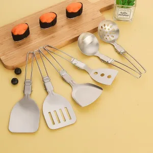 Silverware Flatware Cutlery Set, 6/24/36/48/60/72 Pcs 304 Stainless Steel Portable Kitchen Utensils Outdoor Picnic Camping Cooking Shovel Pot Shovel Soup Spoon Multifunctional Folding Dining