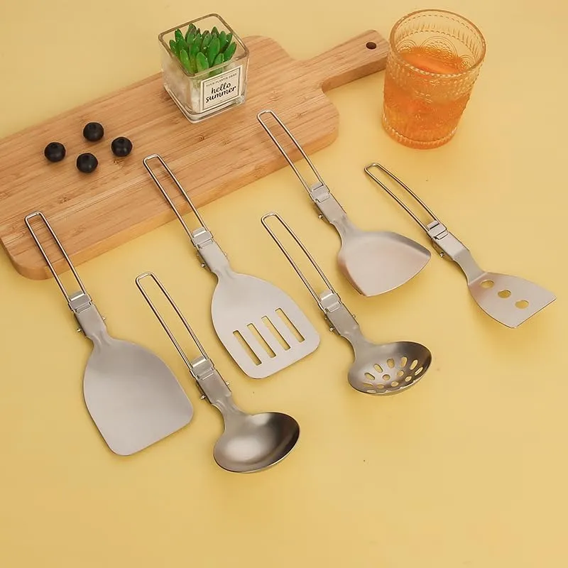 Silverware Flatware Cutlery Set, 6/24/36/48/60/72 Pcs 304 Stainless Steel Portable Kitchen Utensils Outdoor Picnic Camping Cooking Shovel Pot Shovel Soup Spoon Multifunctional Folding Dining