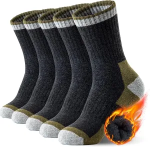 SIMIYA Merino Wool Hiking Socks for Men - 5 Pairs Thick, Warm, Thermal Winter Crew Socks for Cold Weather