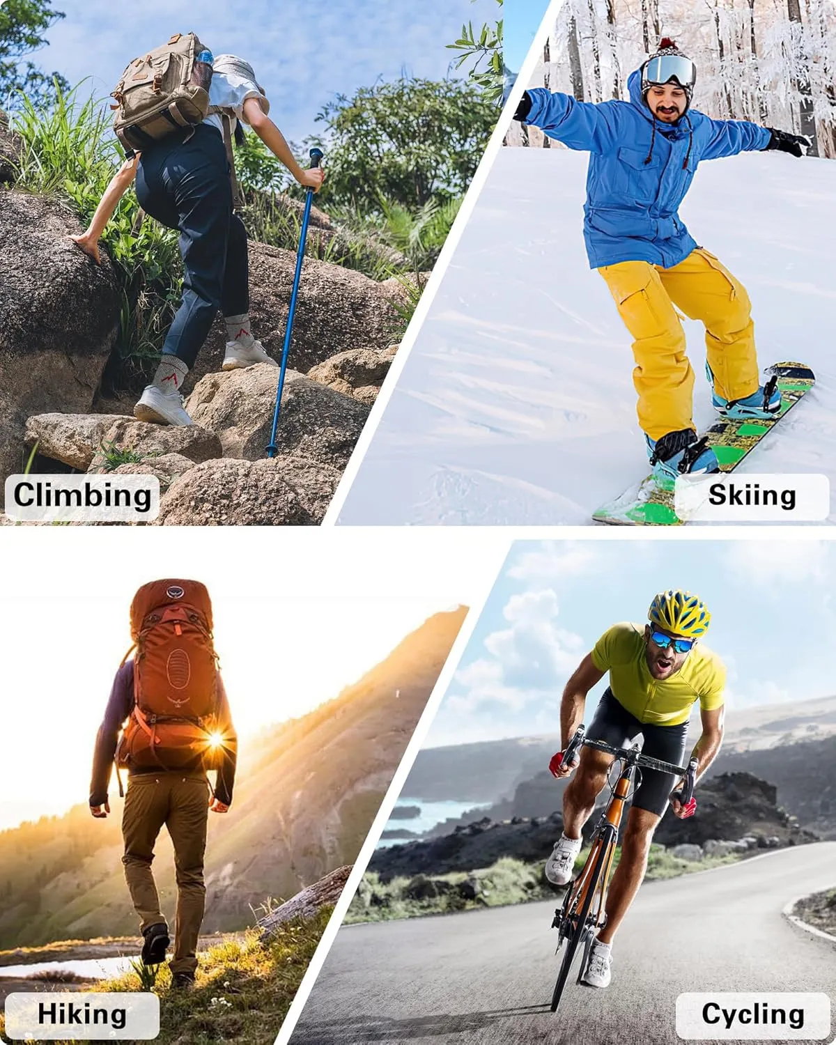 SIXDAYSOX Mens Merino Wool Hiking Socks, Moisture Wicking Cushioned Hiking Socks for Outdoor Trekking Cycling, 2 Pairs