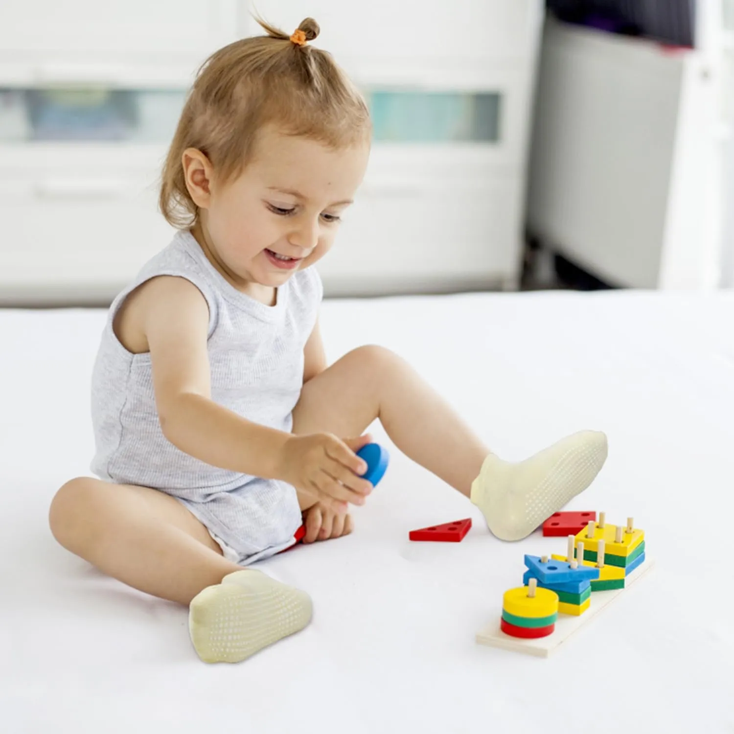 SkiBeaut 12 Pairs Toddler Non Slip Kid Boy Girl Socks with Grips, Toddlers Child Anti Skid Sticky Gripper Socks 1-7 Years Old
