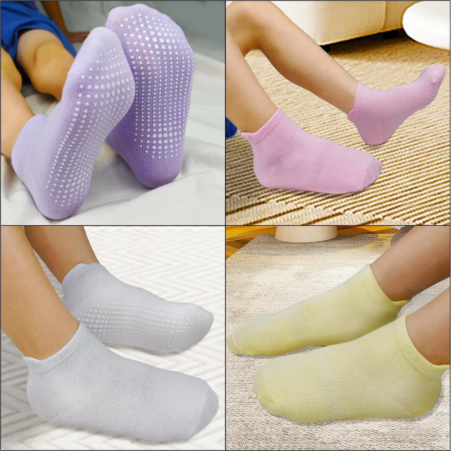 SkiBeaut 12 Pairs Toddler Non Slip Kid Boy Girl Socks with Grips, Toddlers Child Anti Skid Sticky Gripper Socks 1-7 Years Old