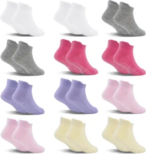 SkiBeaut 12 Pairs Toddler Non Slip Kid Boy Girl Socks with Grips, Toddlers Child Anti Skid Sticky Gripper Socks 1-7 Years Old